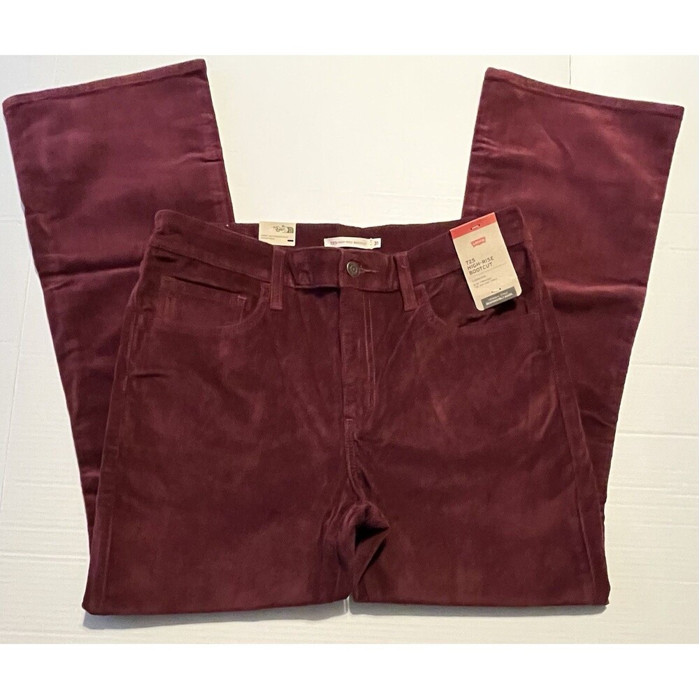 Levi’s 725 High Rise Bootcut Corduroy Pants Womens 31X30 Wine/Red NWT Sz 12